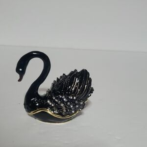 Black Swan Decorative Trinket Box with Rhinestones
